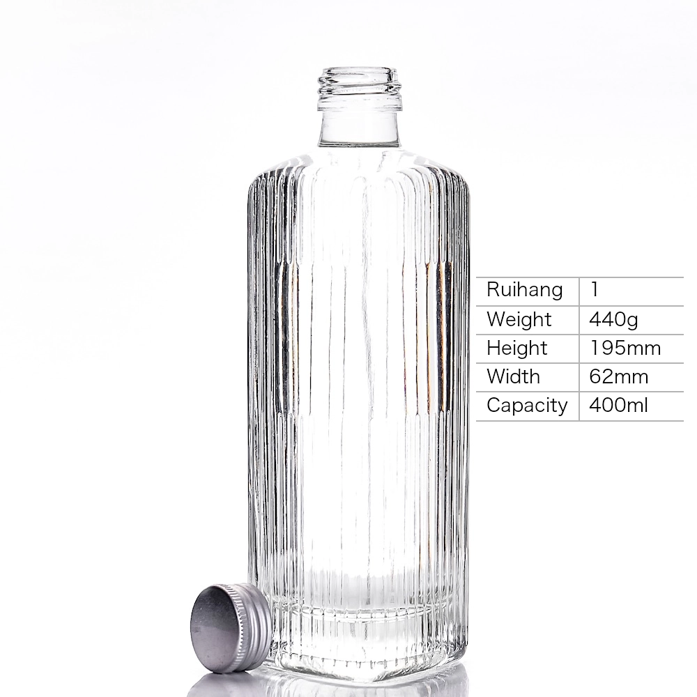 400ml Fluted Gin Glass Bottle - RH1 - Glass Bottle Manufacturer