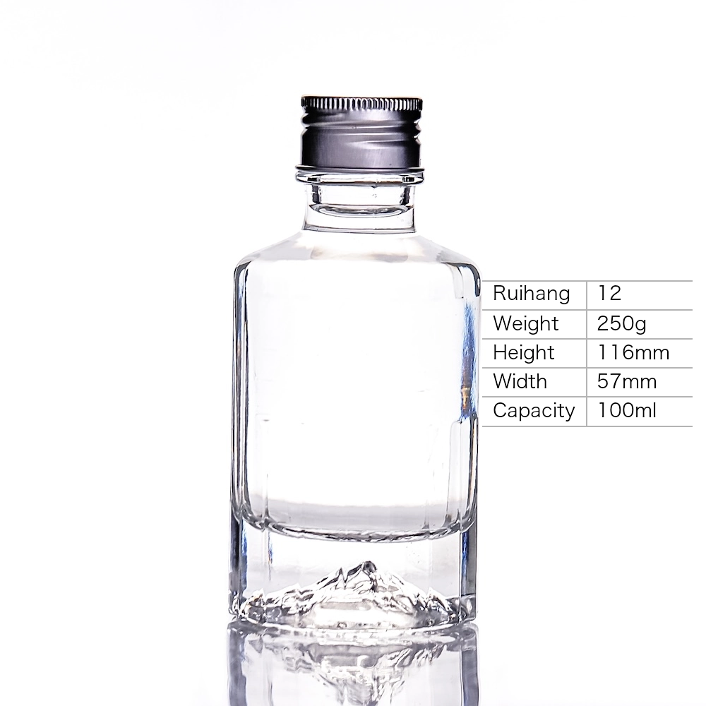 100ml Mountain Base Miniature Glass Bottle - RH12 - Glass Bottle Manufacturer