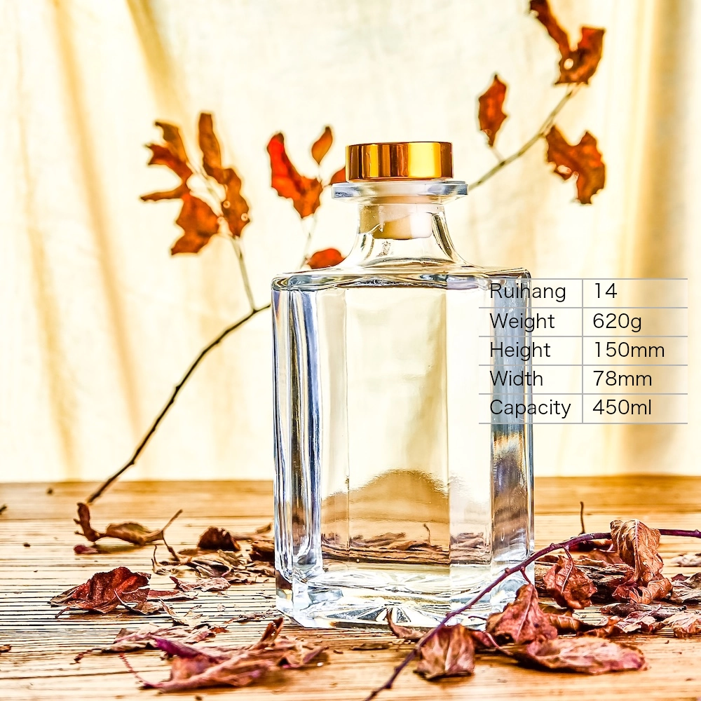 450ml Rectangular Facet Spirit Bottle - RH14 - Glass Bottle Manufacturer