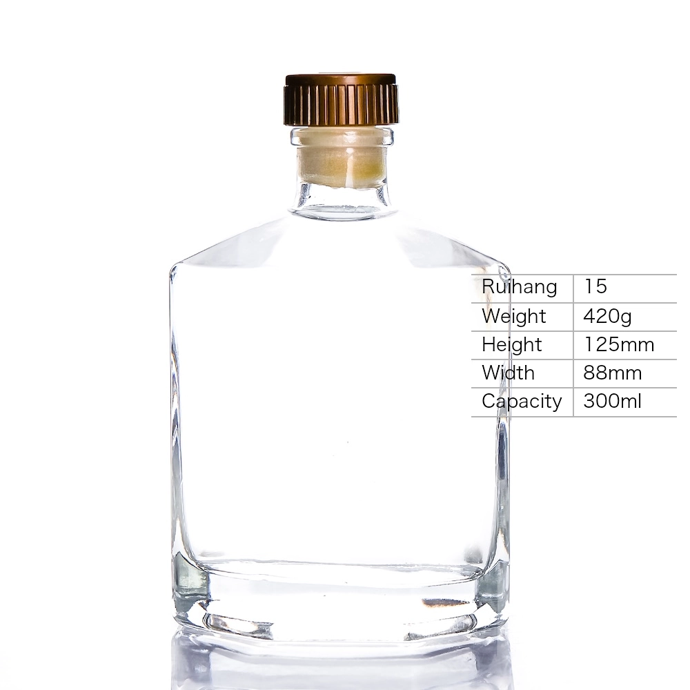 300ml Oval Facet Spirits Glass Bottle - RH15 - Glass Bottle Manufacturer