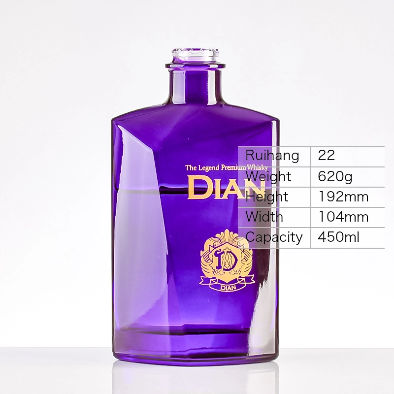 450ml Purple Tinted Facet Spirits Bottle - RH22 - Glass Bottle Manufacturer