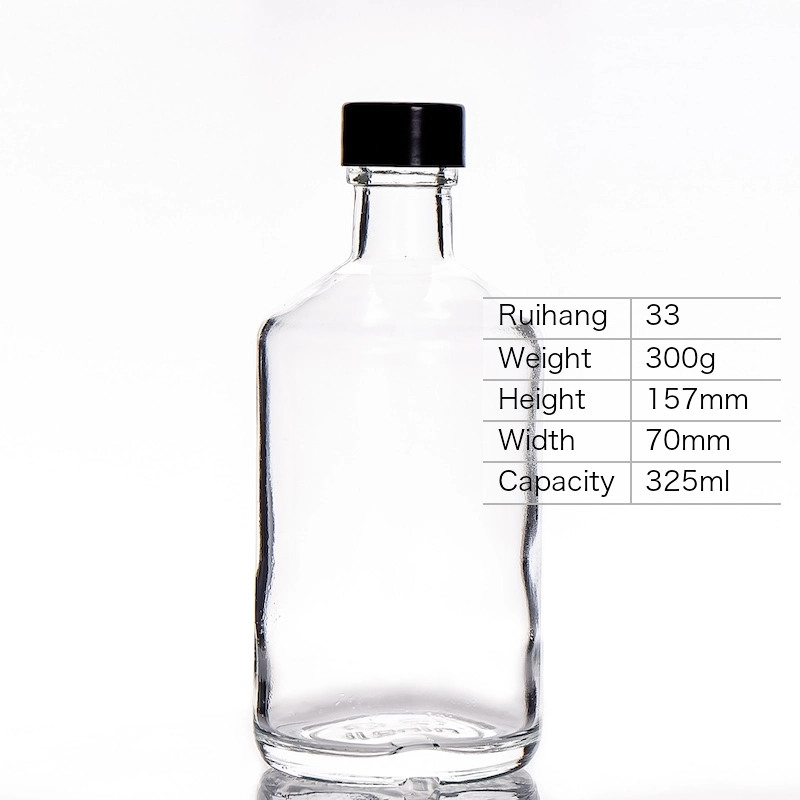 325ml Flask Style Whiskey Glass Bottle - RH33 - Glass Bottle Manufacturer