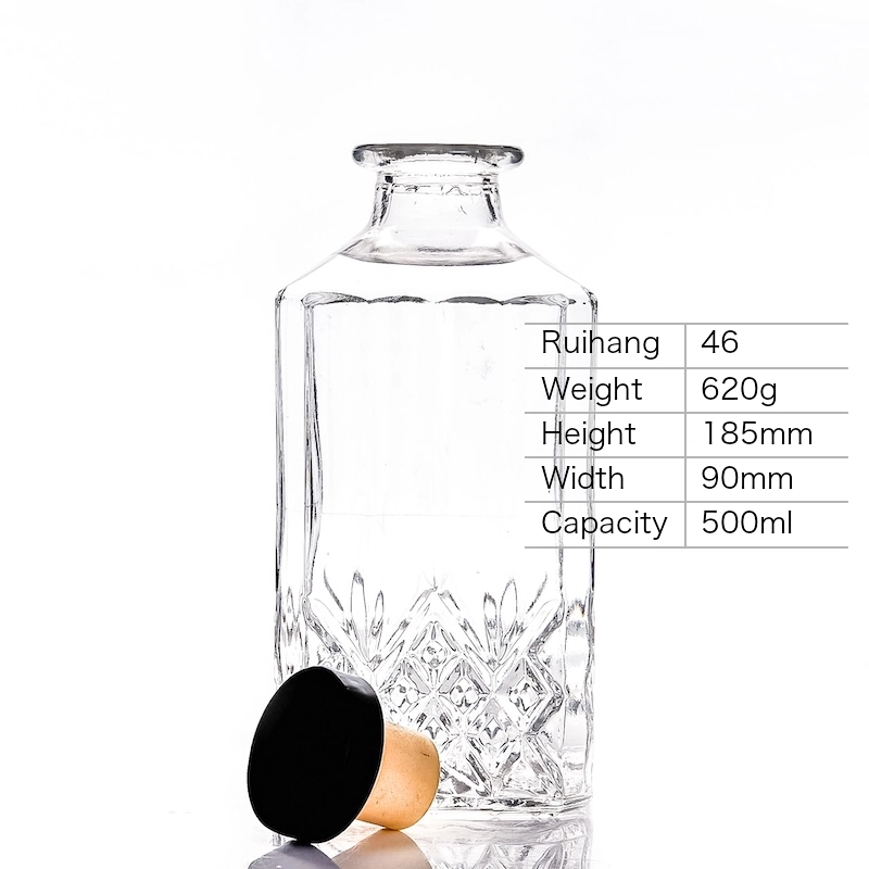 500ml Crystal Pattern Premium Glass Bottle - RH46 - Glass Bottle Manufacturer