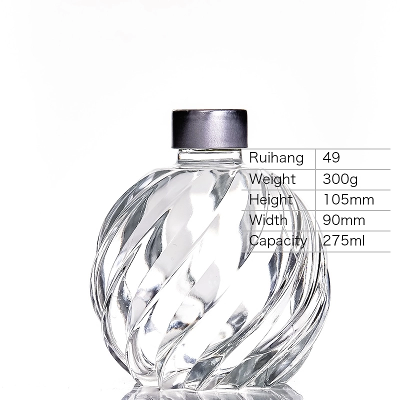 275ml Swirl Design Small Glass Bottle - RH49 - Glass Bottle Manufacturer