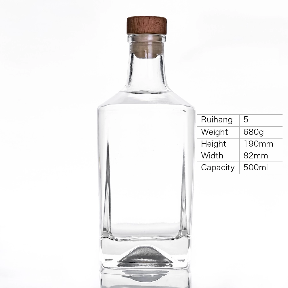 500ml Rectangular Base Spirit Bottle - RH5 - Glass Bottle Manufacturer