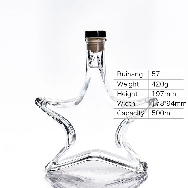 500ml Unique Star Shaped Glass Bottle - RH57 - Glass Bottle Manufacturer