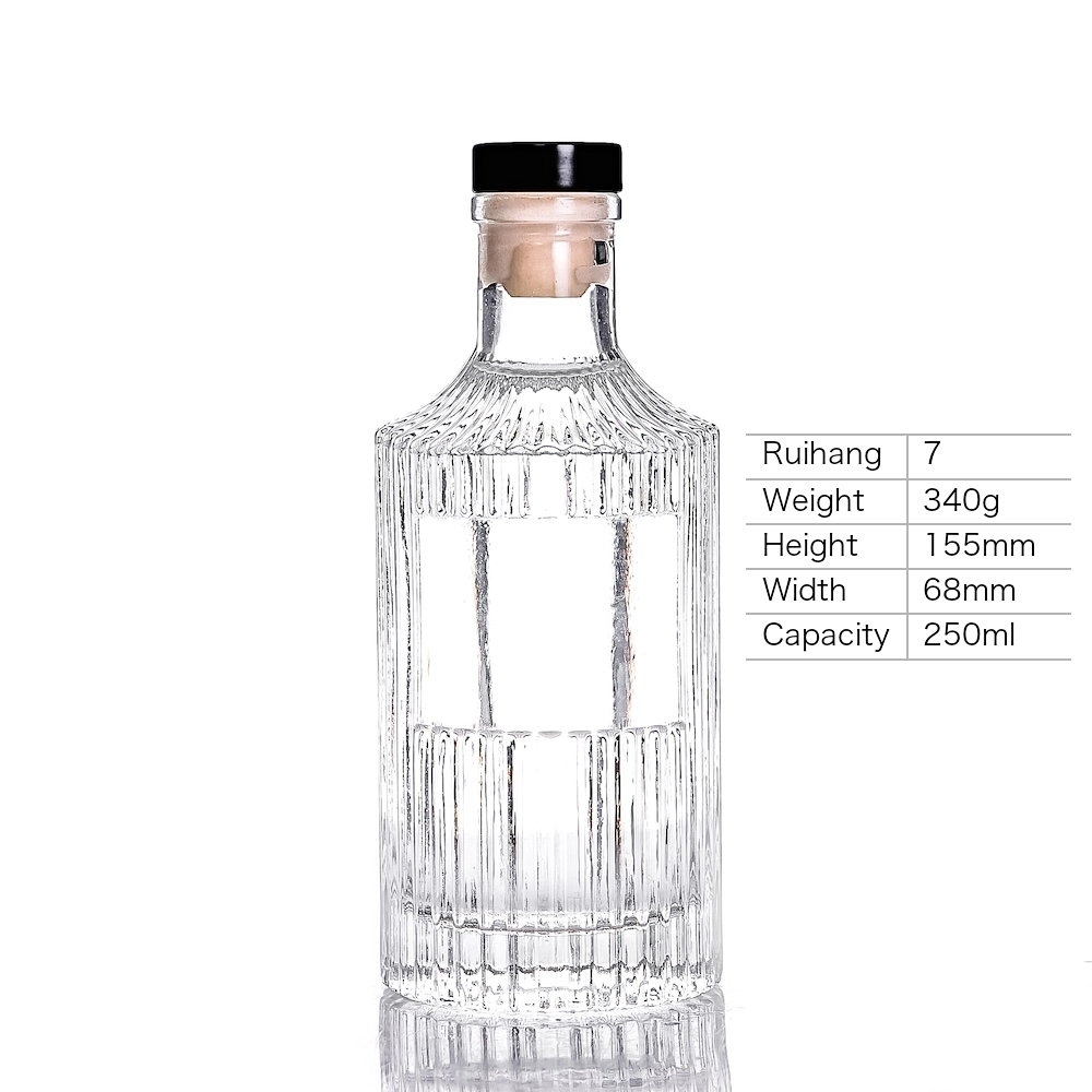 250ml Corrugated Textured Spirit Bottle - RH7 - Glass Bottle Manufacturer