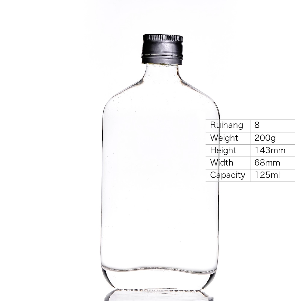 125ml Hip Flask Style Spirits Bottle - RH8 - Glass Bottle Manufacturer